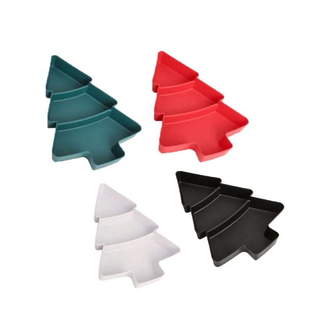 Christmas Tree Fruit Bowl Home Snack Plate Plastic Candy Dish Melon Seeds Dried Fruit Box Lazy Snack Box Mix-4PCS 1PC