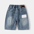 thumbnail image 5 of BOOMNY Toddler Boys Denim Shorts Wide Leg Short Jeans for Boys Casual Solid Color Elastic Waist Streetwear Cozy Denim Shorts for Children, 5 of 5