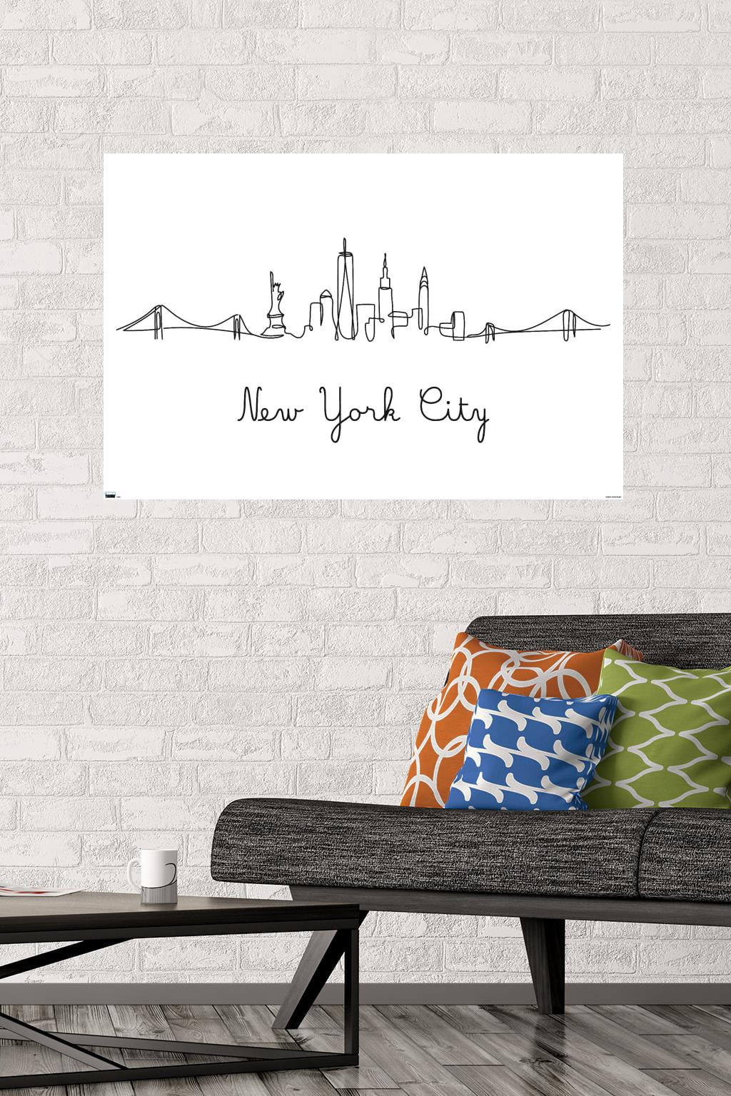 Line Art Skyline - New York City Wall Poster, 22.375" x 34"