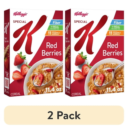 (2 pack) Kellogg's Special K Red Berries Breakfast Cereal, Good Source of Fiber, 11.4 oz