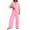 Pink, variant on Linen Two Piece Outfits for Women Summer V Neck Button Down Tops Wide Leg Pants Set Casual Loose Matching Sets For Vacation