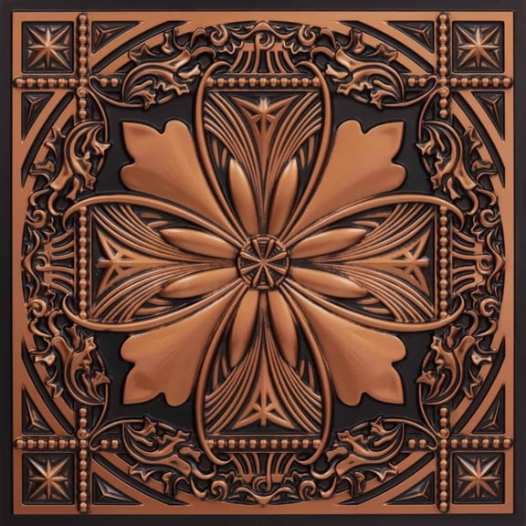 337-Helena 2 ft. x 2 ft. PVC Lay-in or Glue-up Ceiling Tile in Antique Copper (100 Sq. ft. / Pack) - 25 Pieces