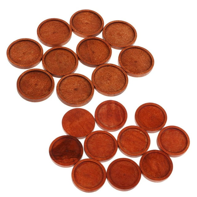 Rongfmy 20 Pieces Brown Vintage Wood Cabochon Setting Base Tray Pendants DIY