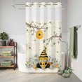 thumbnail image 6 of No Hook Shower Curtain, Yellow Gnomes Shower Curtains for Bathroom with See Through Top Window, Spring Floral Bees Daisy Branches Waterproof & Washable Bath Curtain Small Stall 36"x78", 6 of 9