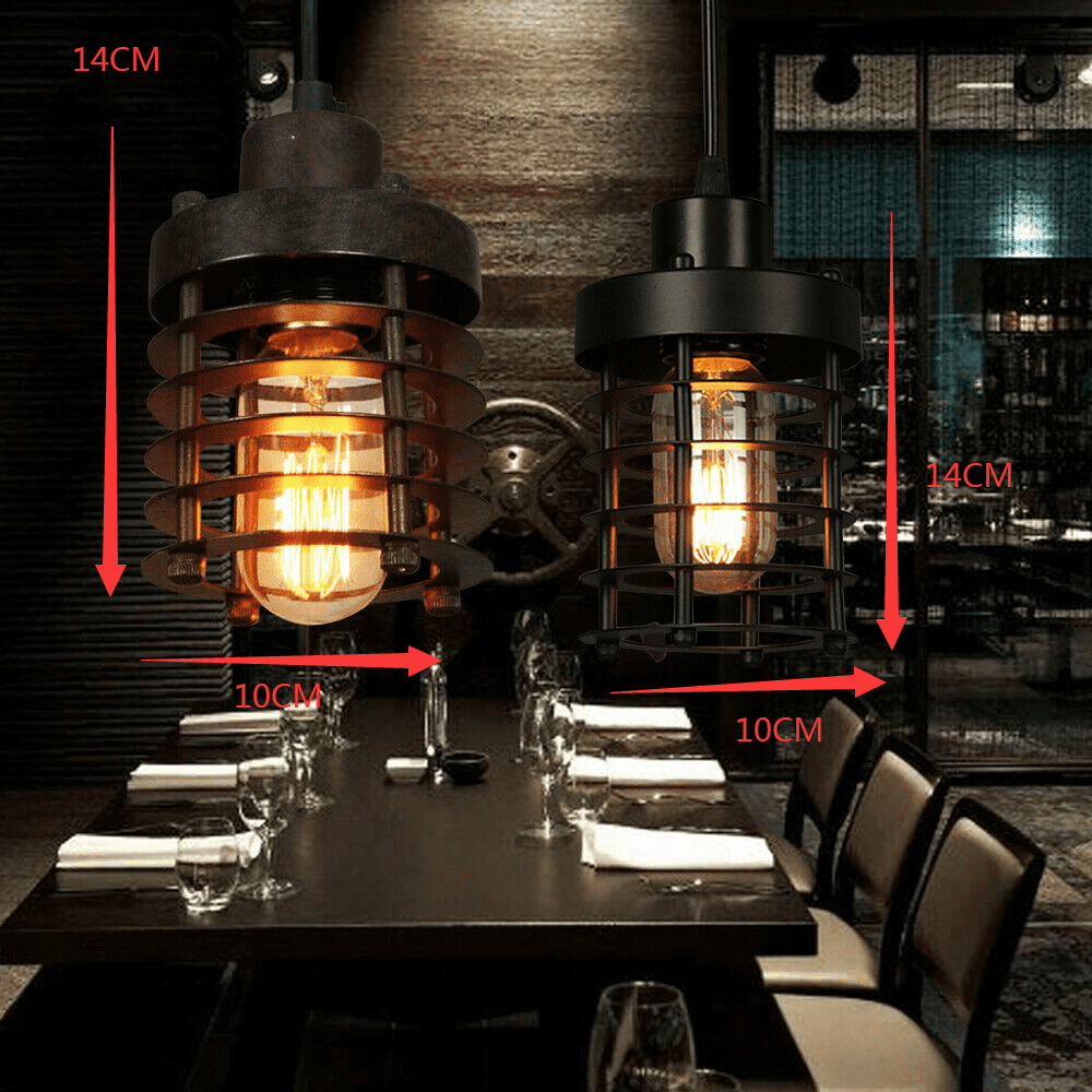 Miumaeov Retro Chandelier Ceiling Light Metal Cage Lampshade Pendant Fixture for Kitchen Bar Hallway Balcony