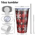 thumbnail image 4 of 16oz Tumblers Red and Black Christmas Snowflake Pattern Stainless Steel Vacuum Insulated Double Wall Travel Tumbler Cups Mug with Lid and Straw,Cleaning Brush for Coffee,Tea, 4 of 4