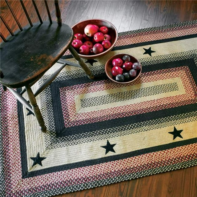 Homespice Decor 513755 4 x 6 ft. Primitive Star Gloucester Jute Rectangular Braided Rug - Multicolor
