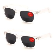 v.w.e. 2 pairs classic bifocal outdoor reading sunglasses - comfortable stylish simple readers rx magnification