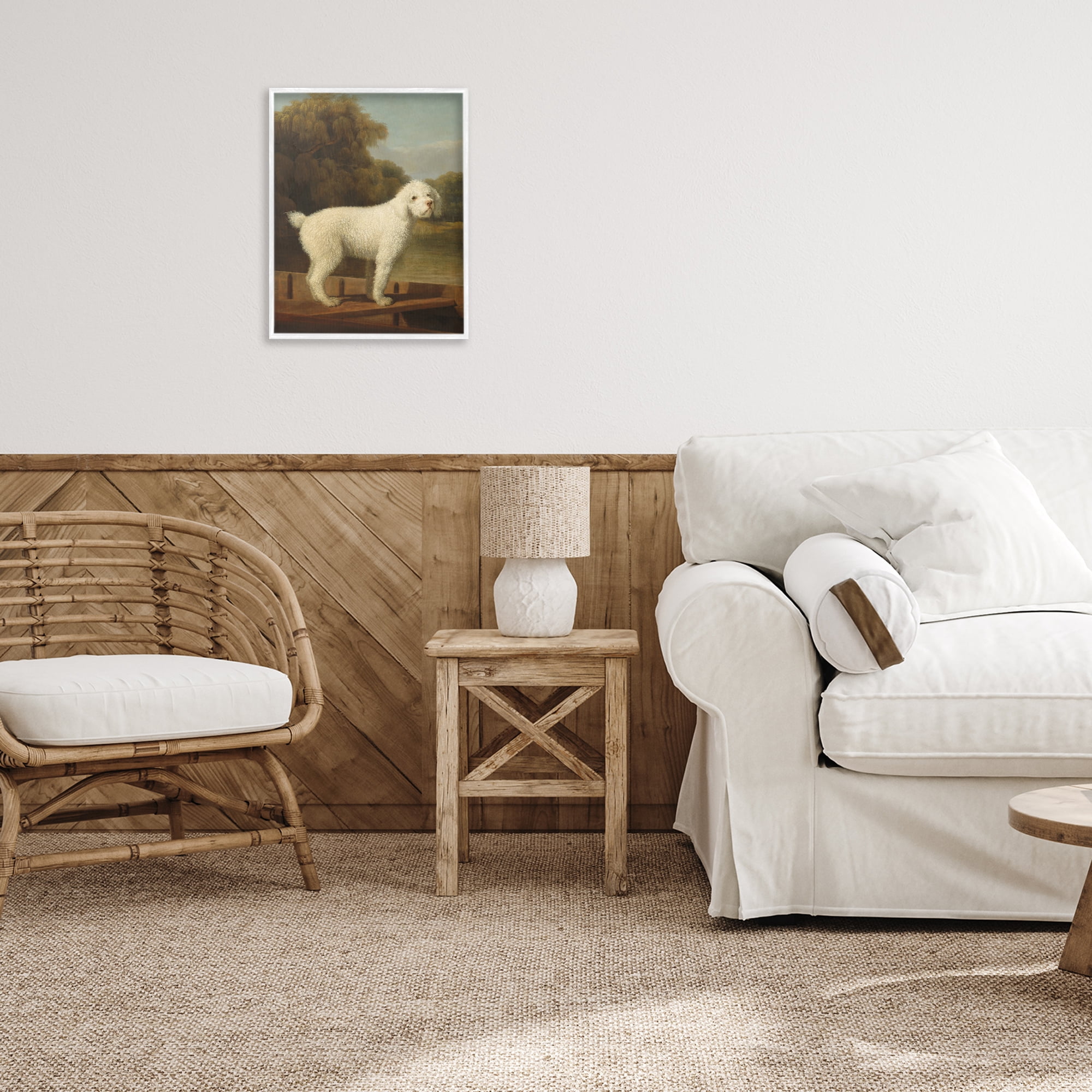 Stupell Industries White Poodle in a Punt White Framed Giclee Art, design by Tina LeCour