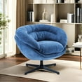 thumbnail image 2 of 360° Swivel Chair With Chenille Upholstery, Navy Blue, Removable Cushion, Metal Base For Home Decor Blue Upholstered Seat, Office Space, 2 of 6