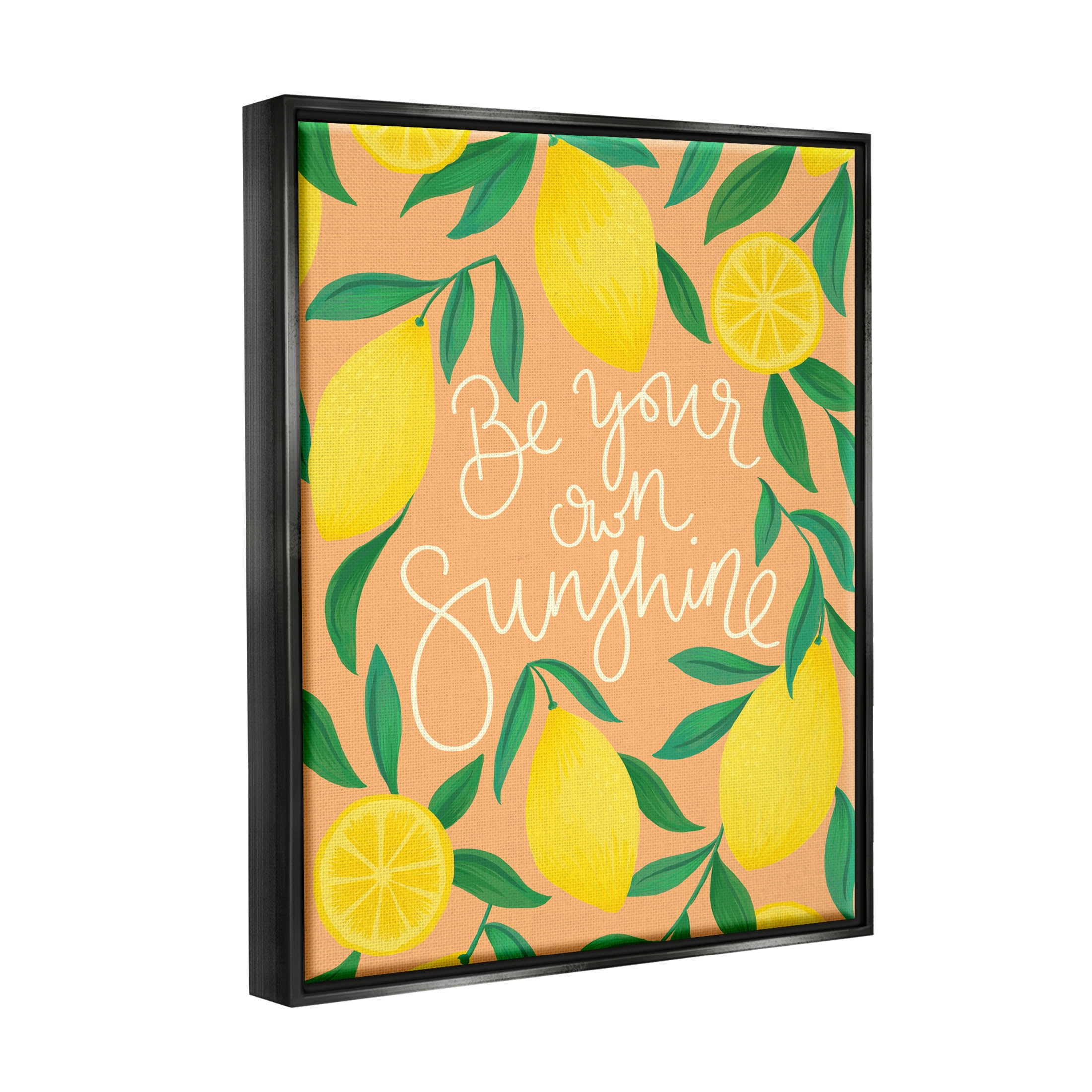 Be Your Own Sunshine Lemon Fruits Inspirational Graphic Art Jet Black Framed Art Print Wall Art