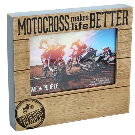 Pavilion Gift Company Motocross Makes Life Better Horizontal 6.75 x 7.45 MDF Self-Standing Picture Frame 4 x 6 Photo Holder Brown & Black