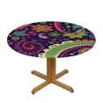 thumbnail image 3 of PIKWEEK  Cute Paisley Pattern Floral Fitted Round Table Cover with Elastic Protector Table Kitchen Dinner Waterproof Oil-Proof Tablecloth White, 3 of 7