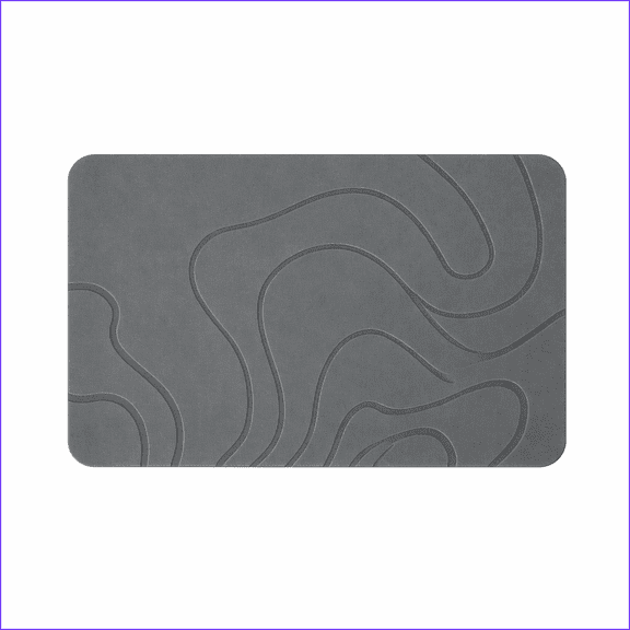 A deep gray 15.75×23.62-inch bathroom mat, shower mat, with anti-slip, super absorbent, quick-drying, and easy-to-clean features