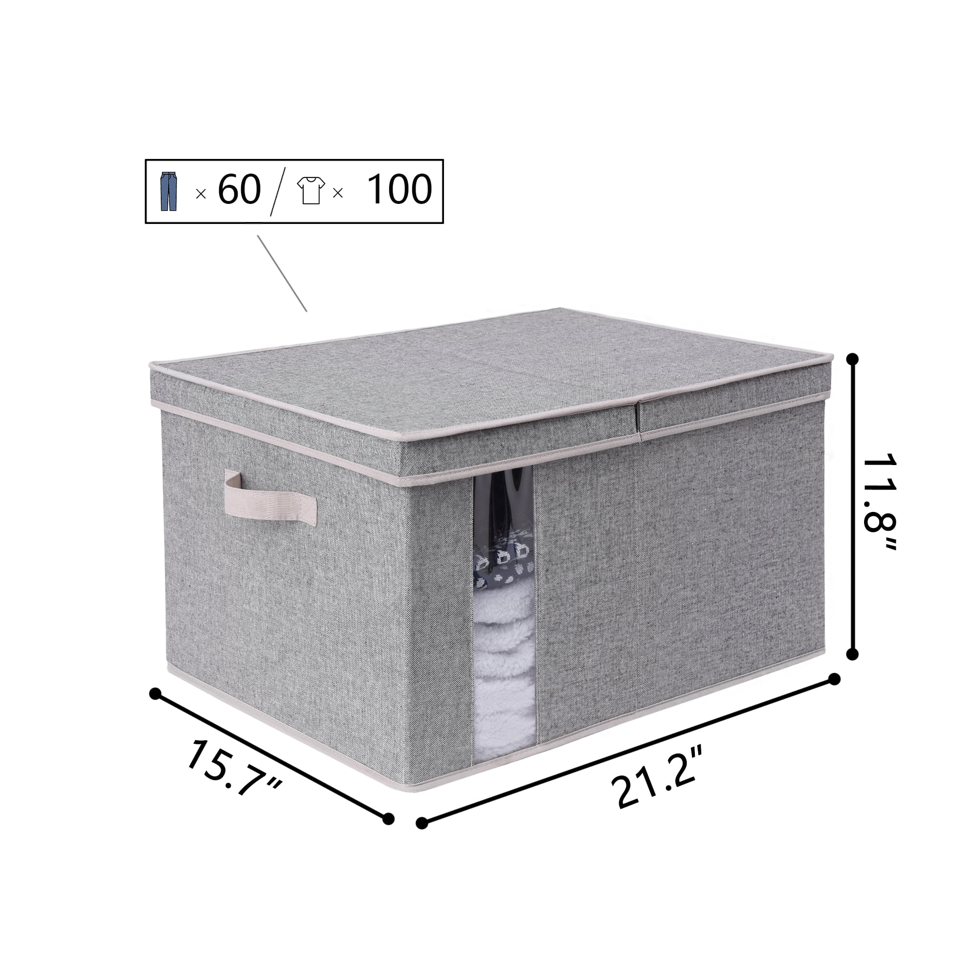 StorageWorks Foldable Fabric Storage Bin with Double-Open Lid, EX-Large Storage  Box with Transparent Window, 21.2 x 15.7 x 11.8 