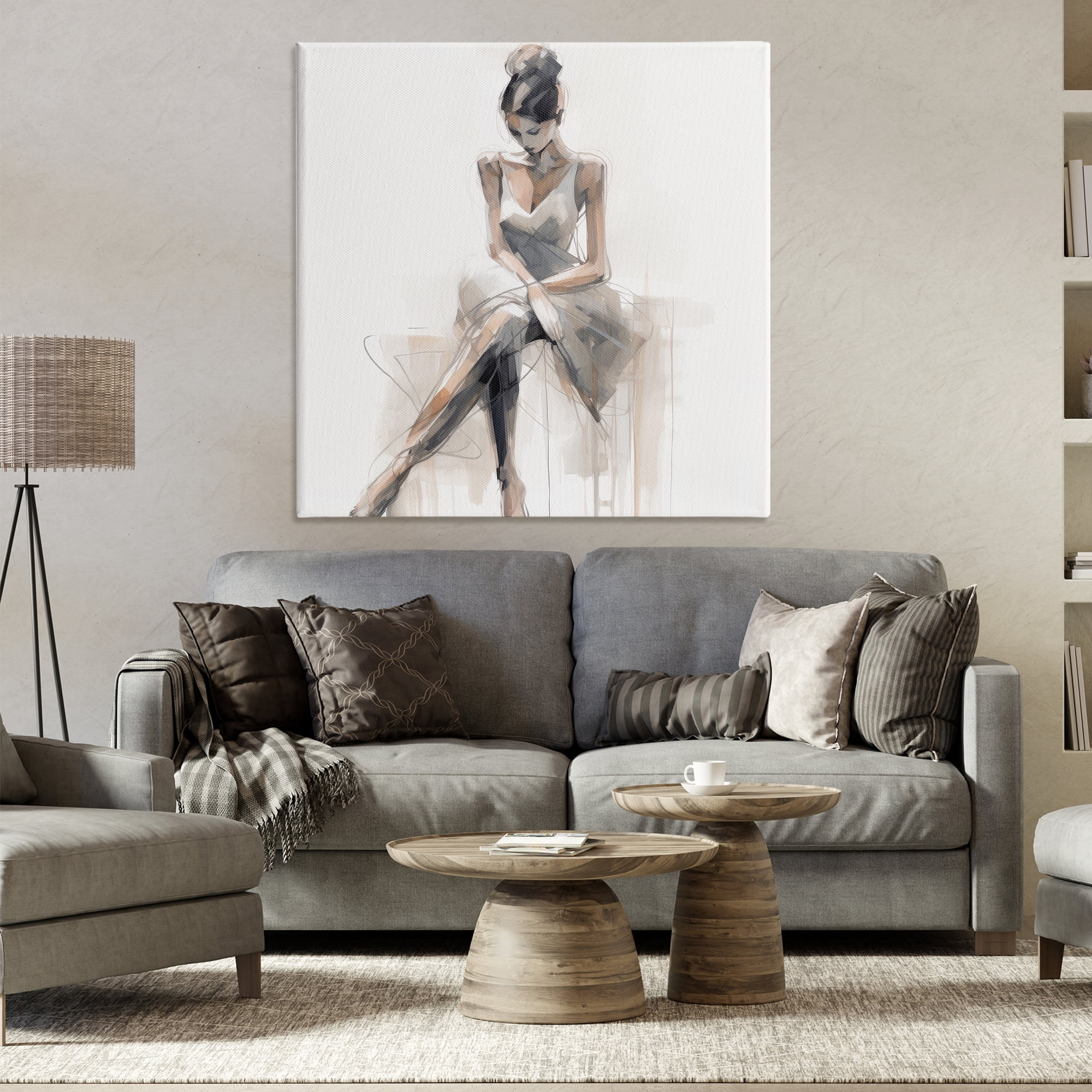 Stupell Industries Female Sitting Portrait People Painting Wrapped Canvas Art Print Wall Art, 36 x 36