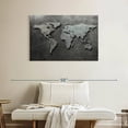 thumbnail image 2 of Elephant Stock Scratched Steel World Map Wall Art - Horizontal Canvas Wall Art - Living Room Wall Decor - Map Canvas - Silver And Gray Decor - 39" x 26", 2 of 8