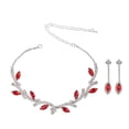 thumbnail image 2 of Conjunto De Collar Y Aretes De Diamantes De Imitación, Conjunto De Aretes De Collar De Hoja De Diamantes De Imitación, Conjunto De Aretes De Collar De Mujer, Conjunto De Joyas, 2 of 7