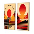 thumbnail image 3 of Designart "Bold Red Sunset II" Coastal Sunset Wall Art Set Of 2 - Red Beach Canvas Set For Living Room Decor, 3 of 6