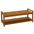 thumbnail image 1 of Outsunny Tabouret de Jardin avec Étagère de Rangement, Siège à Lattes pour Intérieur Extérieur, 1 of 10