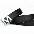thumbnail image 4 of Leather Mens Belts Removable Letter M Plate Buckle Waist Belt 1.29", 4 of 7