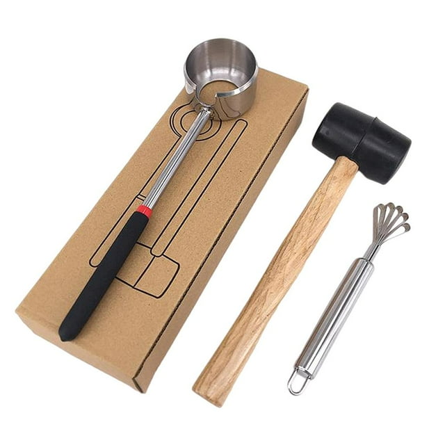 GROWTH TANK Stainless Steel Puncher Coconut Shell Opener Rubber Mallet Hammer with Handle Portable 3