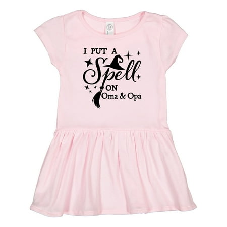 

Inktastic I Put a Spell on Oma and Opa Witch Hat and Broom Gift Toddler Girl Dress