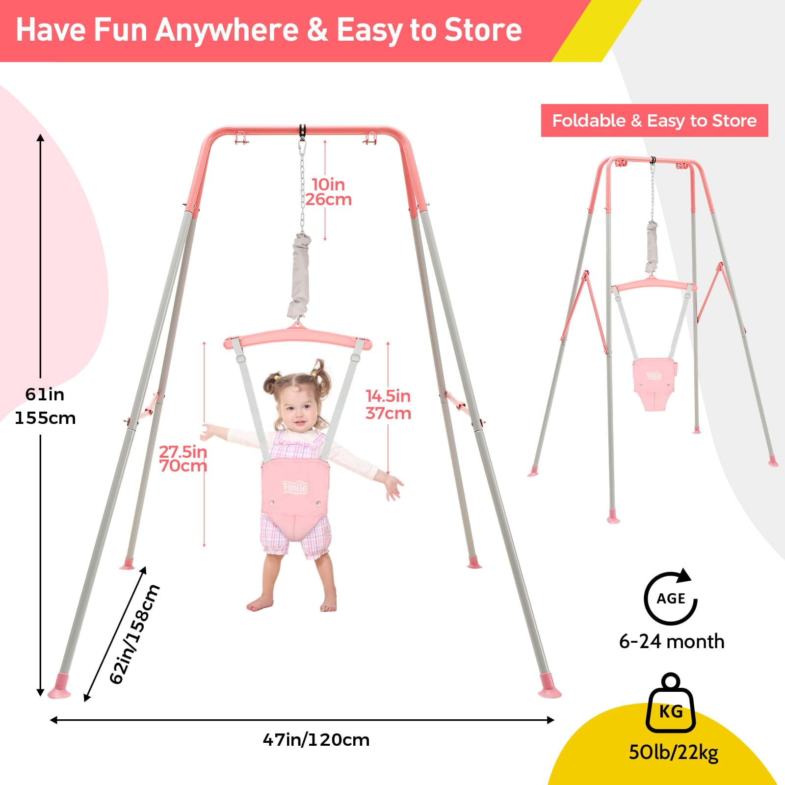 FUNLIO Baby Jumper with Stand - Pink