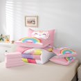 thumbnail image 5 of Manfei Kawaii Pink Cat Twin Bedding Sets 7-Piece for Kids, Cartoon Rainbow Bedding Comforter Set, Cute Stars Print Reversible Sheet Sets, Ultra Soft Home Decor, 5 of 7
