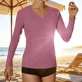 thumbnail image 1 of Pounoo Women's Sun Protection Tops V Neck Long Sleeve Side Ruched UV Protection Shirts Casual Lightweight Tunics Gift, 1 of 6