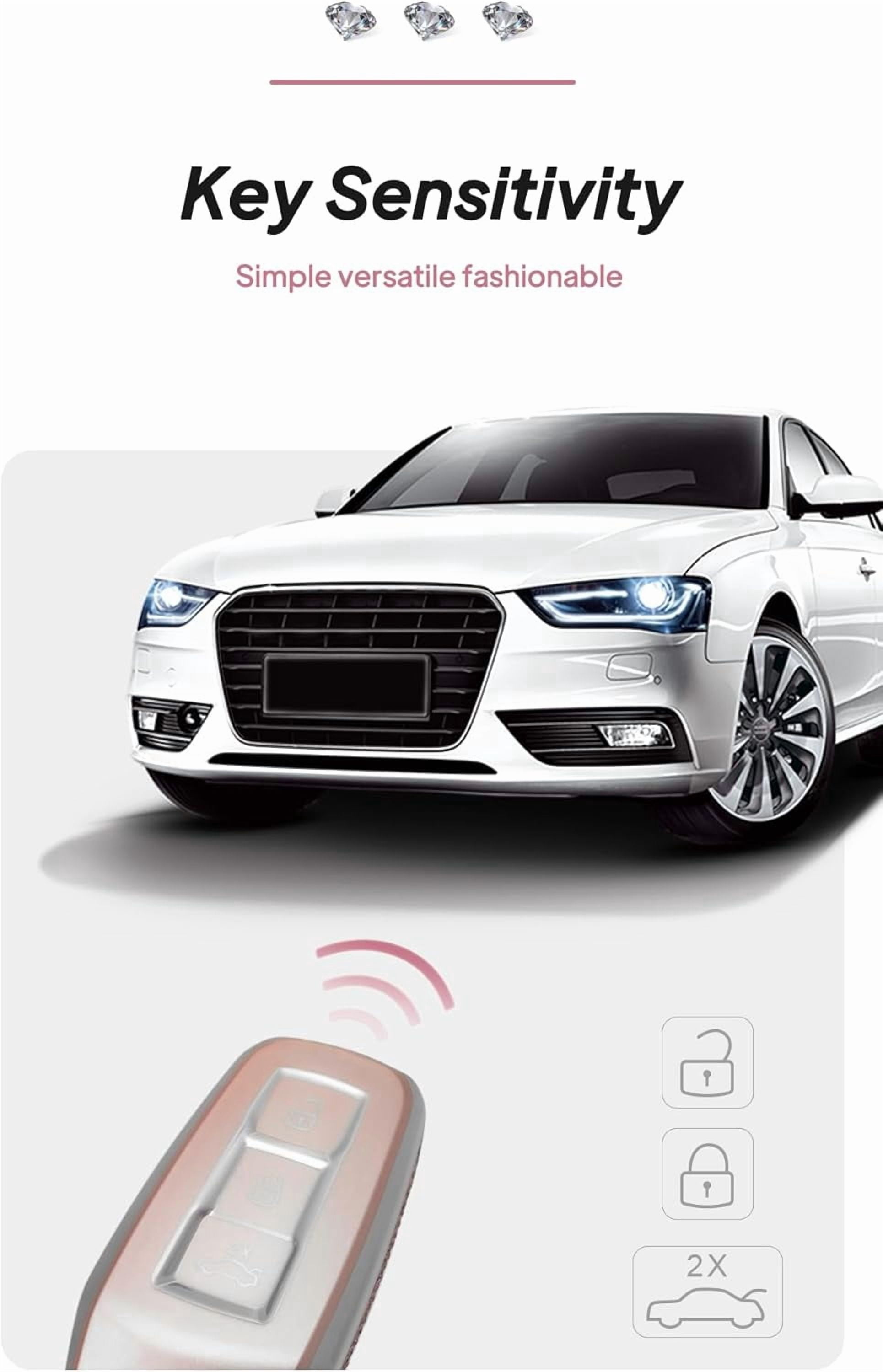 Key Fob Cover Compatible with Fit for Audi A3 A5 A6 Avant E-tron SQ5 SUV Q6 Sportback 2025, 3 Buttons, TPU, Keyless Entry, Car Key Cover, Keychain Case Holder Protector,A-Pink