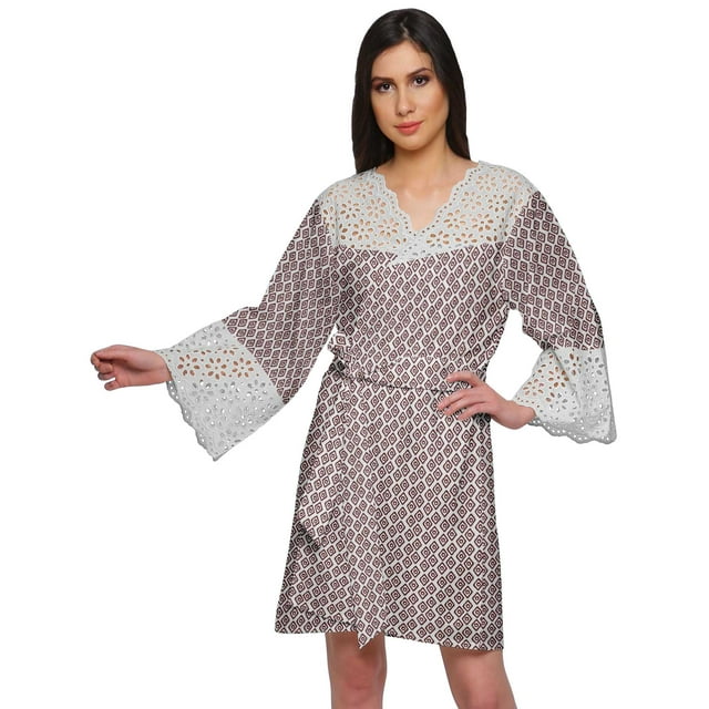 Moomaya Peignoir Court en Coton Imprimé Léger pour Femmes