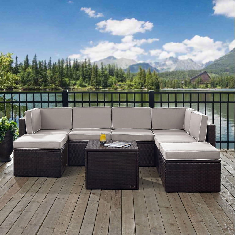 Crosley Furniture KO70008BR-GY Palm Harbor 8-Piece Resin Wicker