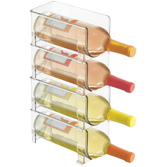 Jinsinto Bottle Rack (Set of 4) - Plastic Stackable Wine Rack for 1 Bottle of Wine or Other Drink - Clear