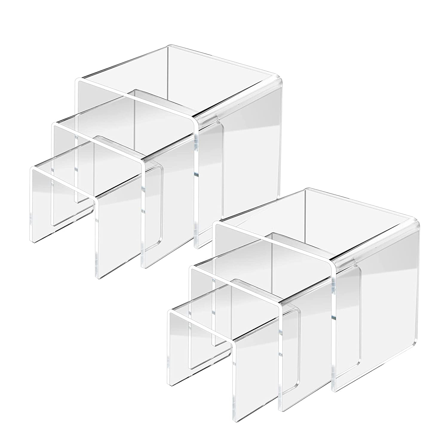 Pack of 2 Acrylic Action Figures Car Jewelry Desk Riser Display Shelf Stand 