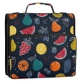 thumbnail image 2 of Water-Resistant 3-Ring Binder Organizer with Multiple Pockets Zipper Binder Bag for Office Cartoon Variety Of Fruits, 2 of 8