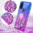 thumbnail image 2 of GW USA Case for Motorola Moto G Play 2023/Moto G Pure/Moto G Power 2022Case Ring Kickstand Liquid Quicksand Glitter Cute Phone Case Clear Cover for Girls Women - Purple/Blue, 2 of 5