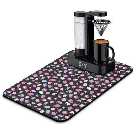 Spiritual Coffee Maker Mat - Multi-Functional Absorbent Non-Slip Mat - Mandala Elephant and Paisley Design for Coffee Bar