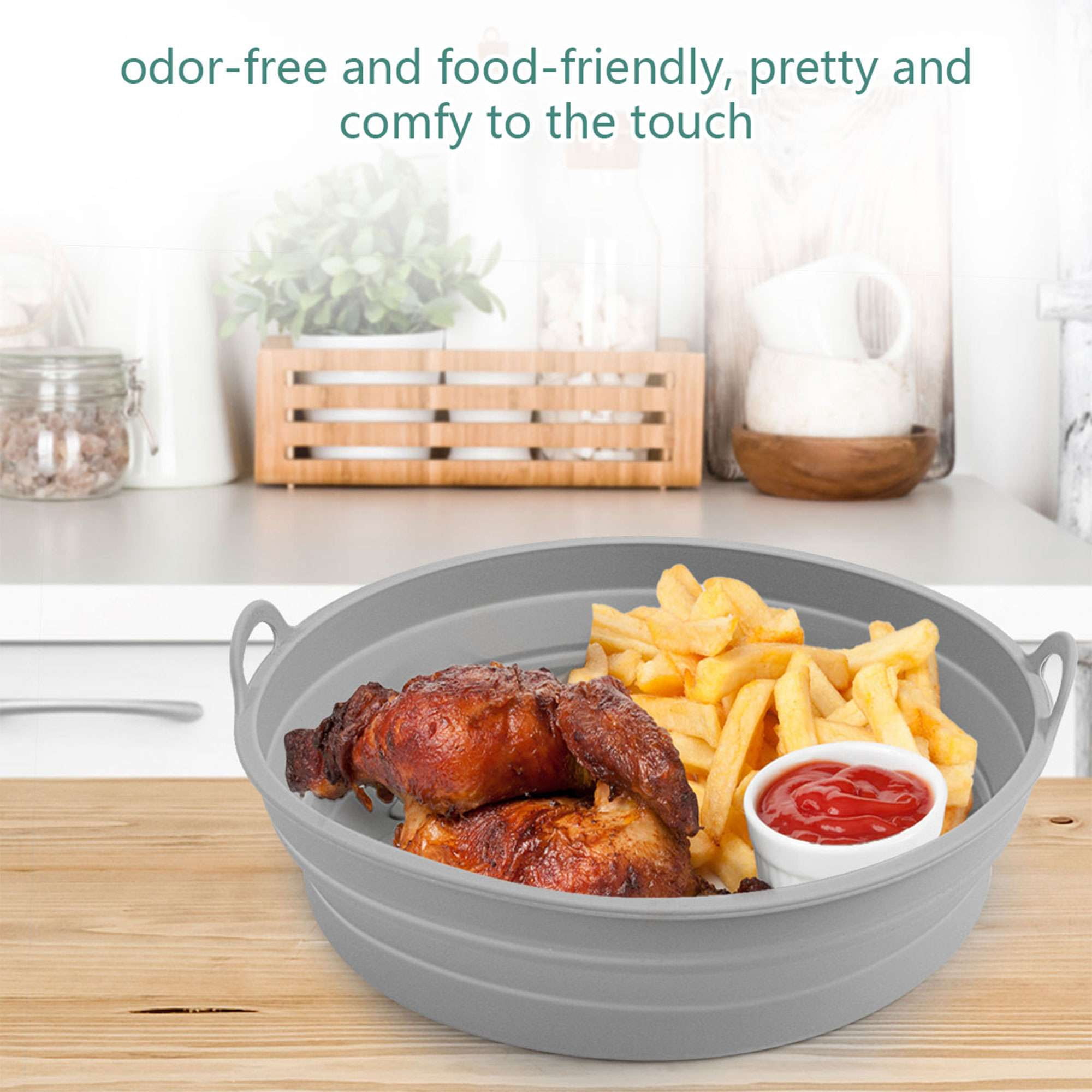 Gustave Air Fryer Silicone Liners Pot Foldable Reusable Airfryer Round Basket Baking Trays Easy to Clean Non-Stick Heat Resistant Air Fryer Oven Accessories for 5-8QT
