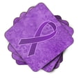 thumbnail image 2 of Purple Ribbon for Pancreatic and Leiomyosarcoma Cancer Awareness Foam Coaster Set of 4, 2 of 3