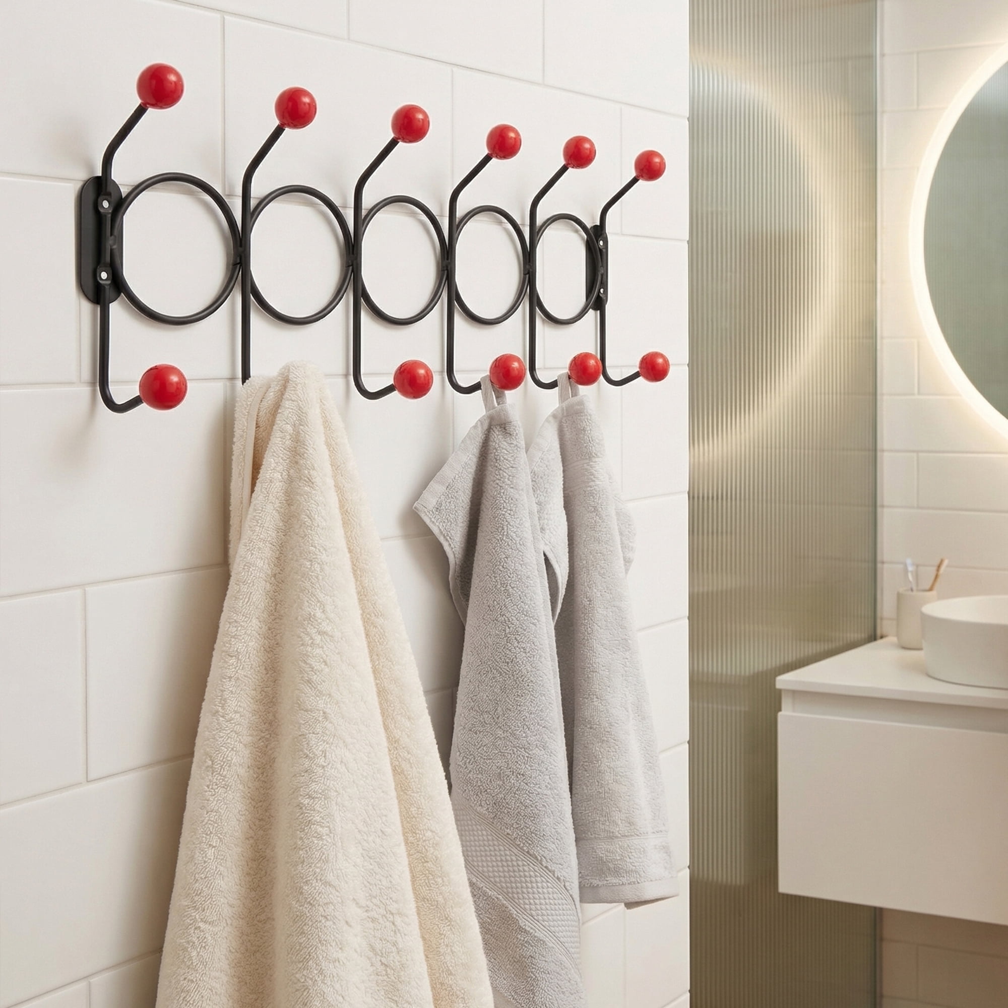 Unique Bargains Coat Rack Wall Mount with 12 Hooks for Entryway Bathroom Black 43.5"x16.5"