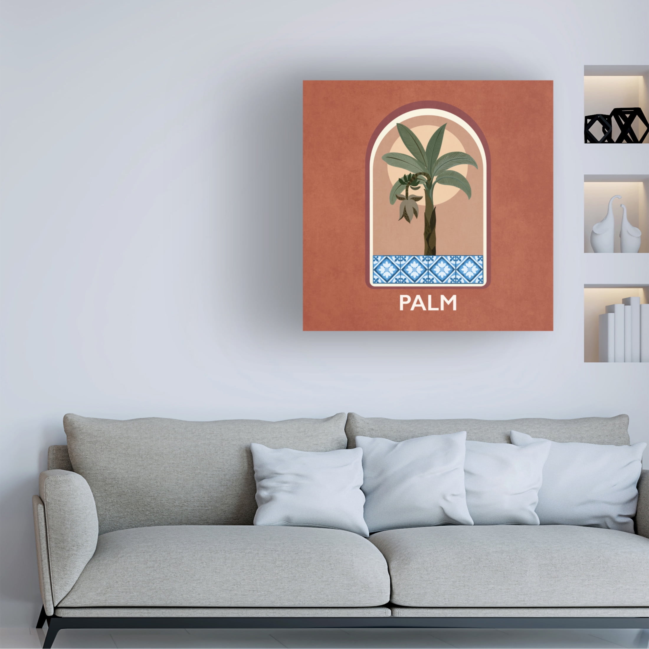 Trademark Fine Art Emel Tunaboylu Green Sets Palm Canvas Wall Art