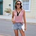 thumbnail image 4 of Womens Pleated Tank Tops V Neck Casual Sleeveless Blouses Summer Basic Vest Shirt Pink S, 4 of 9