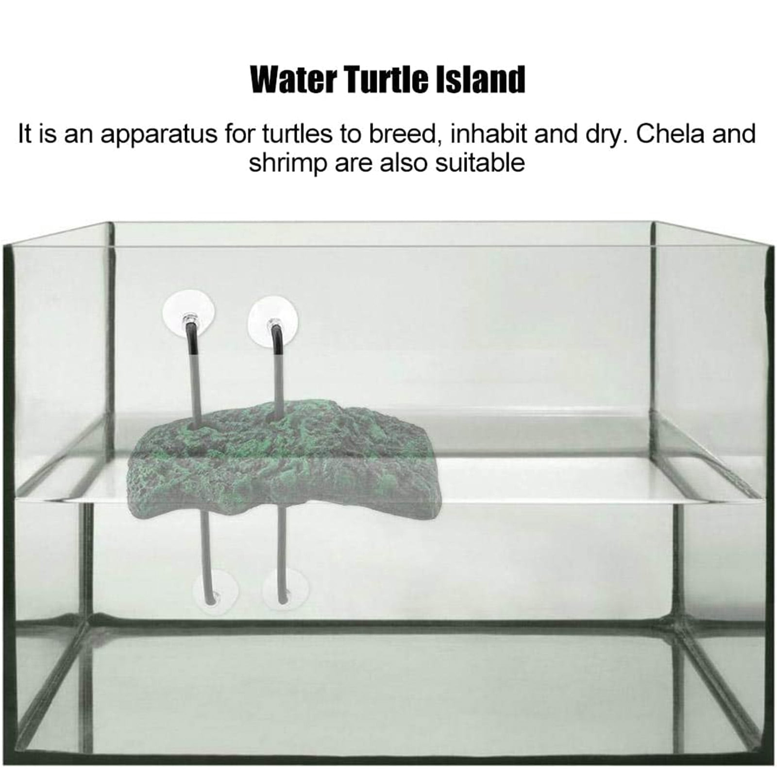 Floating for Turtle Basking Platform with Suction Cups Resin Island Dock for Aquatic Turtles Climbing Height Adjustable