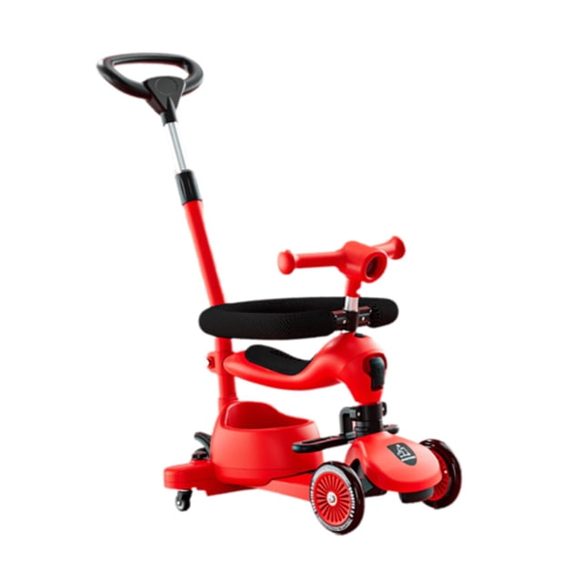 Patinete de altura regulable con manillar iluminado y asiento para niños Rojo