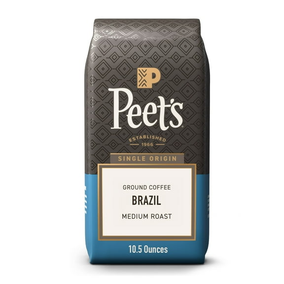 Peet's Coffee Single Origin Brazil Premium Medium Roast Ground Coffee, Arabica, 10.5 oz