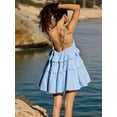 thumbnail image 2 of Womens Summer Dress Adjustable Spaghetti Strap Sleeveless Flowy Mini Short Dresses Blue L, 2 of 7