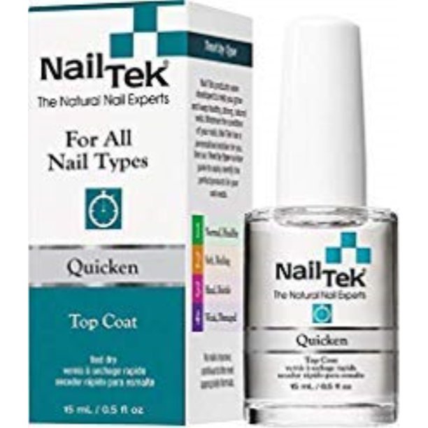 Nail Tek Quicken Fast Drying Top Coat Formula .5 oz Quick 15 ml NailTek Polish
