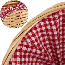 2pcs Natural Wicker Basket with Double Handles and Washable Gingham Liner, Small Hand Woven Gifts Basket Empty for Easter, Picnics, Gifts, Home Decor, Candy Fruit Storage, 13 x 9 x 4. 7 Inch