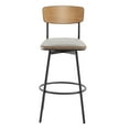 thumbnail image 3 of Spruce & Spring Bar Height Swivel Bar Stool with Wood Back and Metal Base Set of 2, Sand Grey, Faux Leather, 3 of 10
